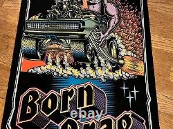 RARE VINTAGE 1970`s BORN TO DRAG VELVET BLACKLIGHT POSTER 1968 CAMARO 32X21