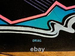 RARE VINTAGE 1970`s BORN TO DRAG VELVET BLACKLIGHT POSTER 1968 CAMARO 32X21