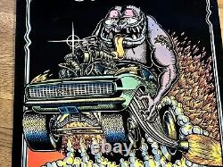 RARE VINTAGE 1970`s BORN TO DRAG VELVET BLACKLIGHT POSTER 1968 CAMARO 32X21