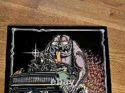 RARE VINTAGE 1970`s BORN TO DRAG VELVET BLACKLIGHT POSTER 1968 CAMARO 32X21