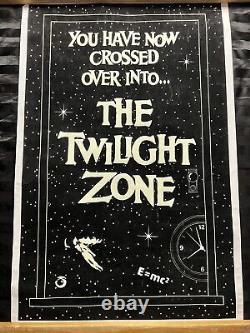 RARE VINTAGE 1989 TWILIGHT ZONE Flocked Blacklight Poster Glow in the Dark 23x36