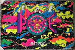 RARE Vintage 1970 Super Celestial Black Light Poster Peace Psychedelic Art