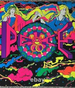 RARE Vintage 1970 Super Celestial Black Light Poster Peace Psychedelic Art