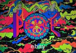 RARE Vintage 1970 Super Celestial Black Light Poster Peace Psychedelic Art