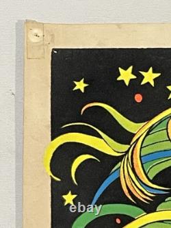 RARE Vintage 1972 Velva-Print Blacklight Poster Felt Velvet PP405 UNICORNS 35x23