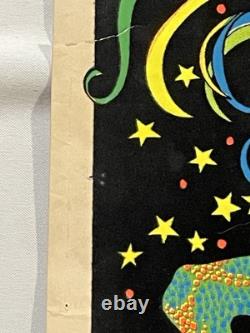 RARE Vintage 1972 Velva-Print Blacklight Poster Felt Velvet PP405 UNICORNS 35x23