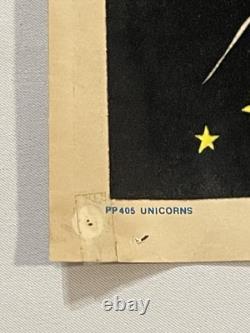 RARE Vintage 1972 Velva-Print Blacklight Poster Felt Velvet PP405 UNICORNS 35x23