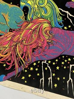 RARE Vintage 1972 Velva-Print Blacklight Poster Felt Velvet PP405 UNICORNS 35x23