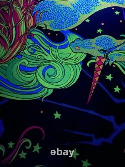 RARE Vintage 1972 Velva-Print Blacklight Poster Felt Velvet PP405 UNICORNS 35x23