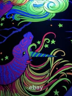 RARE Vintage 1972 Velva-Print Blacklight Poster Felt Velvet PP405 UNICORNS 35x23