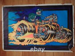 RARE Vintage 1974 BLACKLIGHT Hot Rod POSTER By BILL HOORMAN 35 x 23