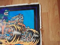 RARE Vintage 1974 BLACKLIGHT Hot Rod POSTER By BILL HOORMAN 35 x 23