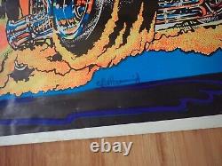 RARE Vintage 1974 BLACKLIGHT Hot Rod POSTER By BILL HOORMAN 35 x 23