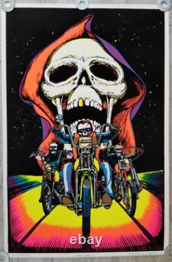 RARE Vintage 1984 SKULL RIDER #181 Black Light Velvet Poster 23 x 35