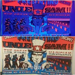 RARE! Vintage Anti War Vietnam Blacklight Poster Uncle Sam The Great Magician