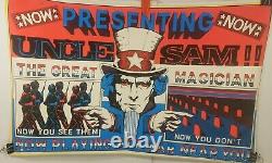 RARE! Vintage Anti War Vietnam Blacklight Poster Uncle Sam The Great Magician