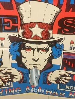 RARE! Vintage Anti War Vietnam Blacklight Poster Uncle Sam The Great Magician