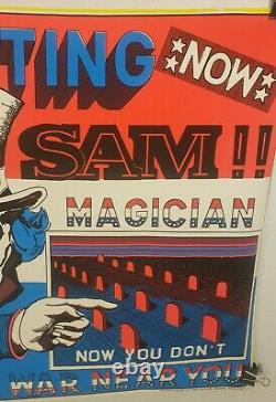 RARE! Vintage Anti War Vietnam Blacklight Poster Uncle Sam The Great Magician