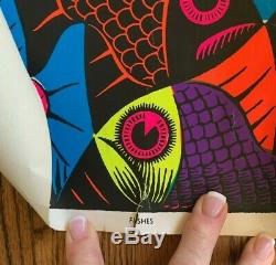 RARE! Vintage Blacklight Poster Fishes MC Escher NOS
