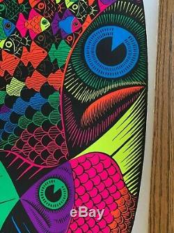 RARE! Vintage Blacklight Poster Fishes MC Escher NOS