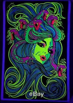 RARE Vintage Flocked Blacklight Poster MEDUSA 1976 C&C Sales