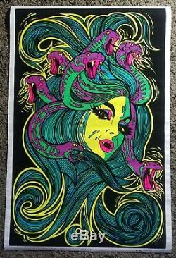 RARE Vintage Flocked Blacklight Poster MEDUSA 1976 C&C Sales