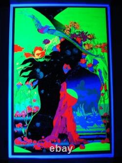 RARE Vintage ZEPHYR Blacklight poster Psychedelic Third Eye space Eden 1970 NOS
