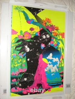 RARE Vintage ZEPHYR Blacklight poster Psychedelic Third Eye space Eden 1970 NOS