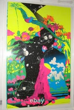 RARE Vintage ZEPHYR Blacklight poster Psychedelic Third Eye space Eden 1970 NOS