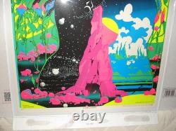 RARE Vintage ZEPHYR Blacklight poster Psychedelic Third Eye space Eden 1970 NOS