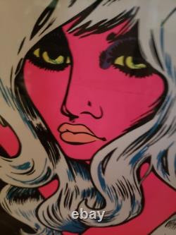 RARE Vtg 70's BLACKLIGHT Personality Poster'PINK PUSSY CAT SIGNED MICHEL ANT