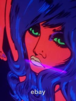 RARE Vtg 70's BLACKLIGHT Personality Poster'PINK PUSSY CAT SIGNED MICHEL ANT