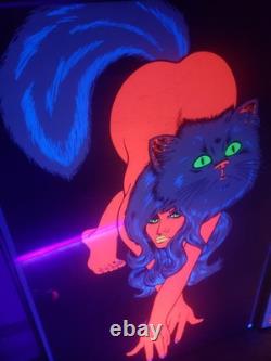 RARE Vtg 70's BLACKLIGHT Personality Poster'PINK PUSSY CAT SIGNED MICHEL ANT