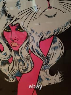 RARE Vtg 70's BLACKLIGHT Personality Poster'PINK PUSSY CAT SIGNED MICHEL ANT
