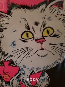 RARE Vtg 70's BLACKLIGHT Personality Poster'PINK PUSSY CAT SIGNED MICHEL ANT