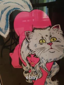 RARE Vtg 70's BLACKLIGHT Personality Poster'PINK PUSSY CAT SIGNED MICHEL ANT