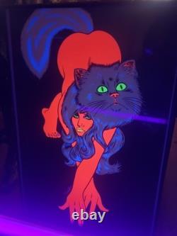 RARE Vtg 70's BLACKLIGHT Personality Poster'PINK PUSSY CAT SIGNED MICHEL ANT