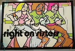 RIGHT ON SISTERS 1971 VINTAGE GIRL POWER BLACKLIGHT POSTER By Gemini Rising