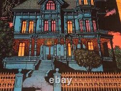 RaRe VinTagE OMINOUS MANSION VELVET BLACK LIGHT POSTER Victorian Haunted House