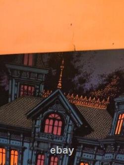 RaRe VinTagE OMINOUS MANSION VELVET BLACK LIGHT POSTER Victorian Haunted House