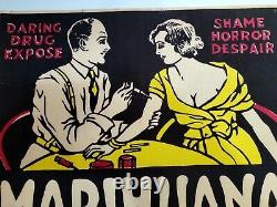 Rare 1967 Marihuana Morgan Love Black Light Poster Marijuana Weed & Orgies VG