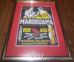 Rare 1967 Morgan Love Framed Marihuana Marijuana Weed Black Light Poster