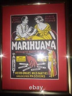 Rare 1967 Morgan Love Framed Marihuana Marijuana Weed Black Light Poster