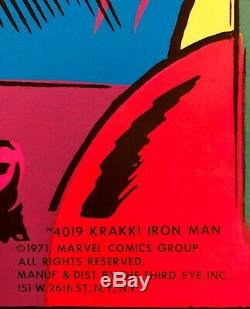 Rare 1971 Marvel Comics IRON MAN Black Light Poster by Third Eye TE4019 NM