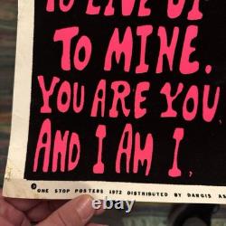 Rare 1972'Flocked' Blacklight Poster Gestalt Prayer'I Do My Thing' 35X23 Soul