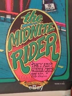 Rare American Marijuana Distributors Black Light Poster The Midnight Rider 1973