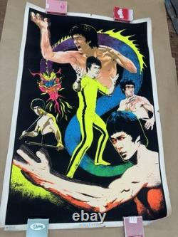 Rare Bruce Lee Blacklight Velvet Poster Kung Fu 1981