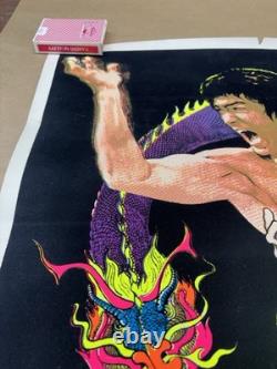 Rare Bruce Lee Blacklight Velvet Poster Kung Fu 1981