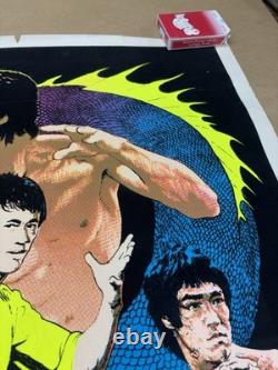 Rare Bruce Lee Blacklight Velvet Poster Kung Fu 1981