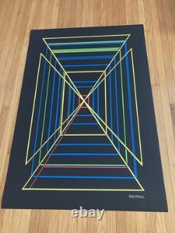 Rare Geometric Black Light Poster Prints 1969 1960s 24x35